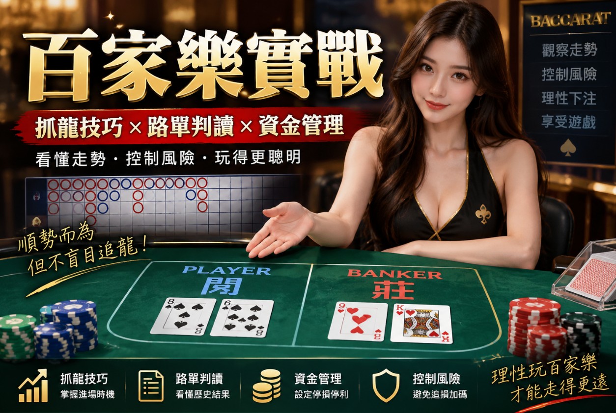 百家樂實戰怎麼玩？抓龍技巧、路單判讀與資金管理完整解析
