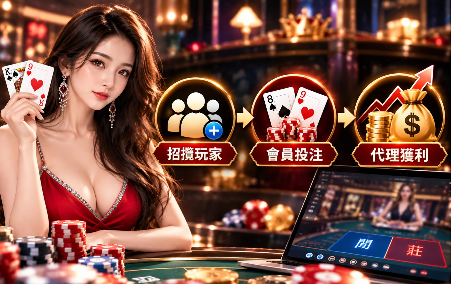 百家樂代理水錢計算示意圖